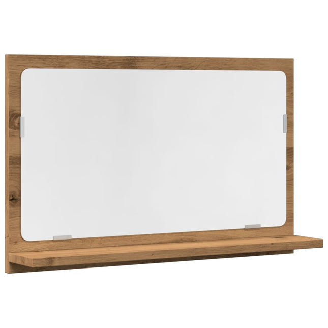 badeværelsesskab med spejl 60x11x37 cm konstrueret træ kunsteg