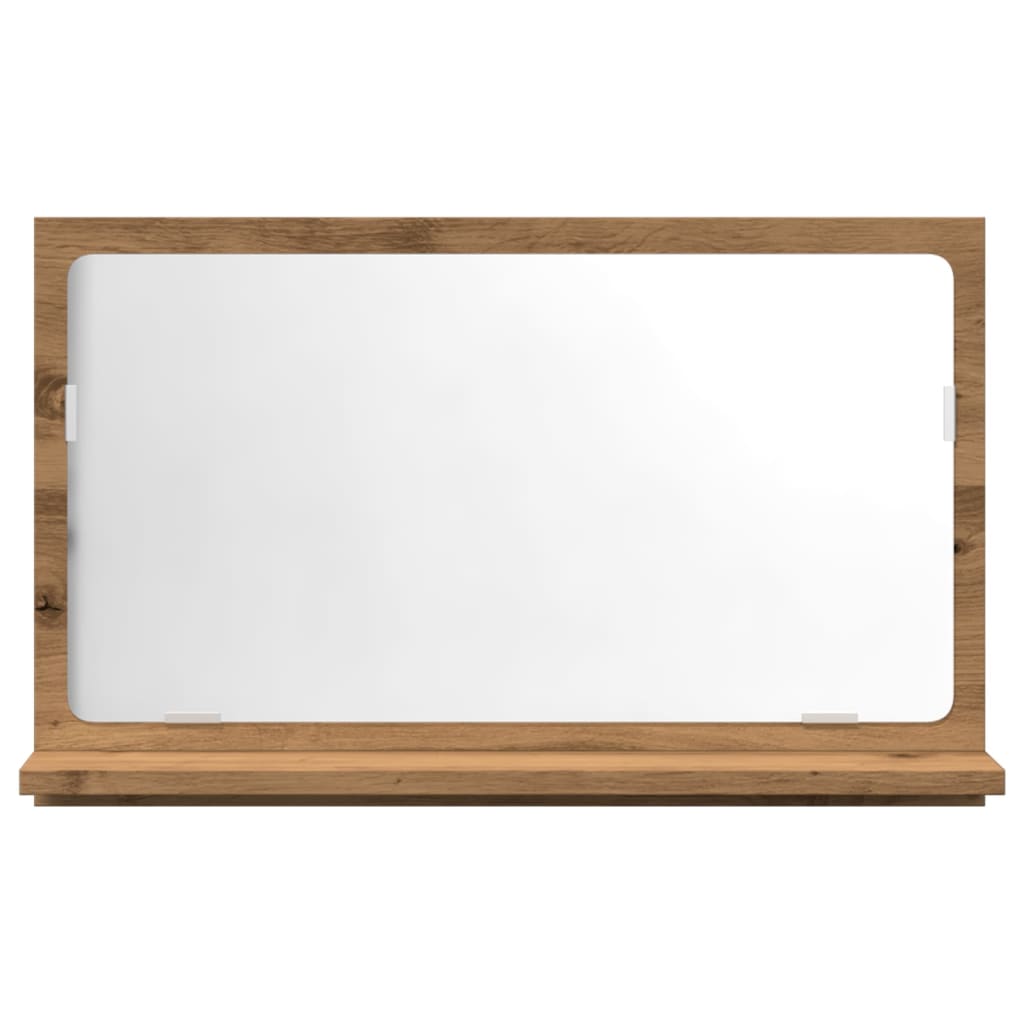 badeværelsesskab med spejl 60x11x37 cm konstrueret træ kunsteg