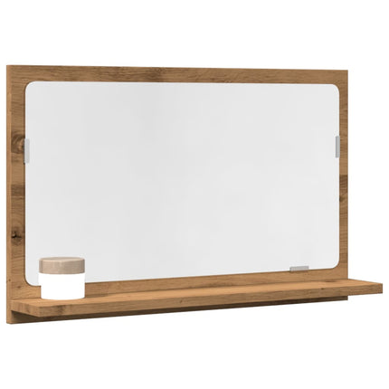 badeværelsesskab med spejl 60x11x37 cm konstrueret træ kunsteg