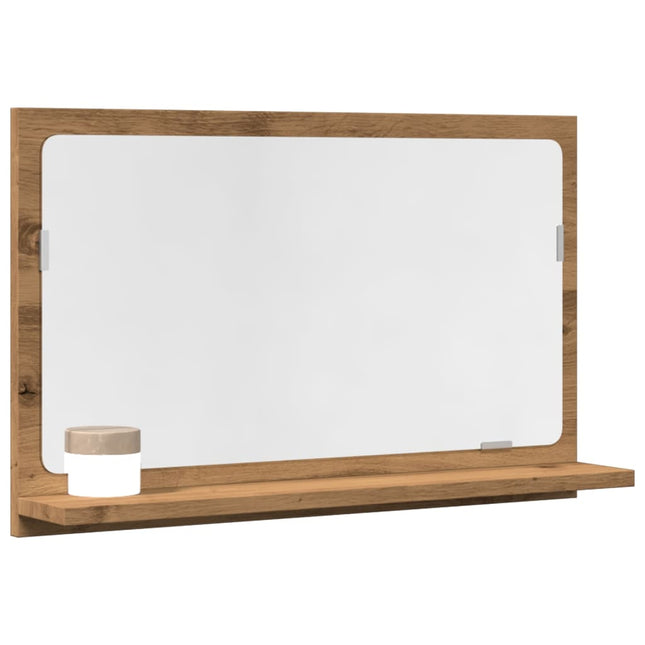 badeværelsesskab med spejl 60x11x37 cm konstrueret træ kunsteg
