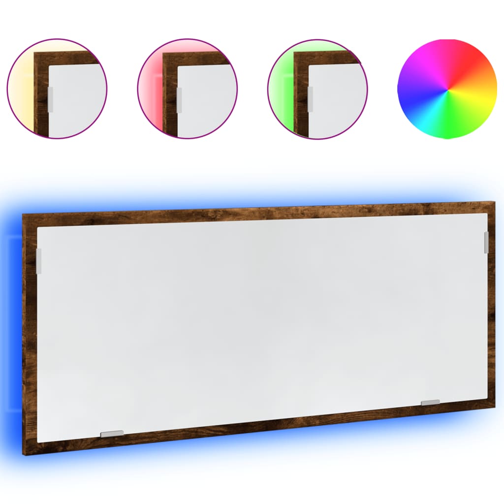 badeværelsesspejl m. LED 100x8,5x37 cm konstrueret træ brunt eg