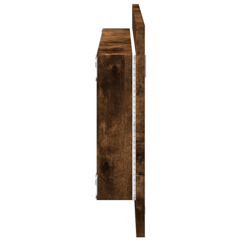 badeværelsesspejl m. LED 100x8,5x37 cm konstrueret træ brunt eg