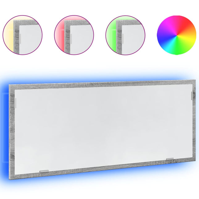 LED-badeværelsesspejl 60x8,5x37 cm konstrueret træ grå sonoma