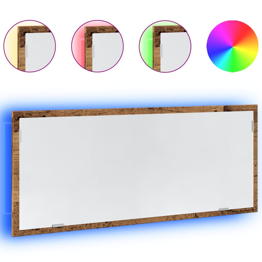 LED-badeværelsesspejl 100x8,5x37 cm konstrueret træ antikt eg