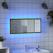 LED-badeværelsesspejl 100x8,5x37 cm konstrueret træ antikt eg