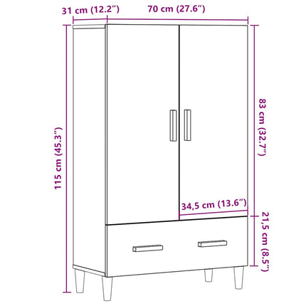 skab 70x31x115 cm konstrueret træ gammelt træ