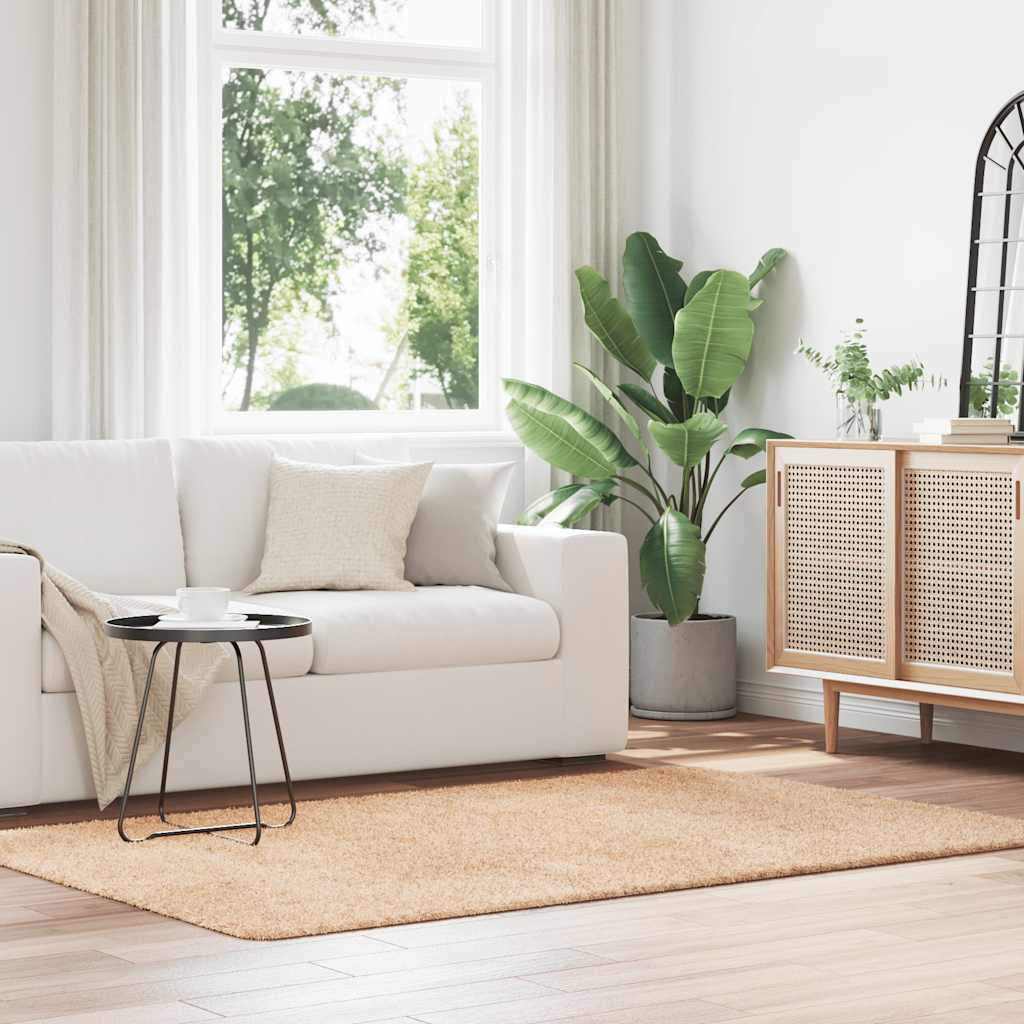 shaggy gulvtæppe NAVARRA 130x200 cm høje luv polyester beige