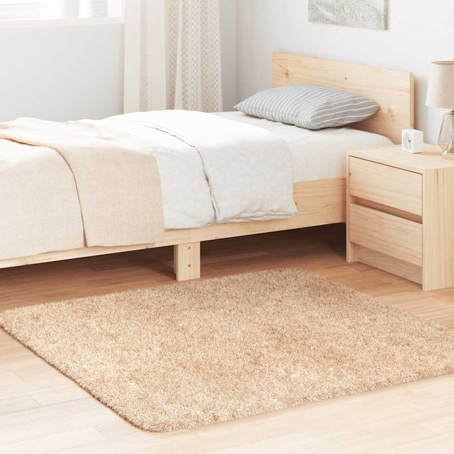shaggy gulvtæppe NAVARRA 120x120 cm høje luv polyester beige