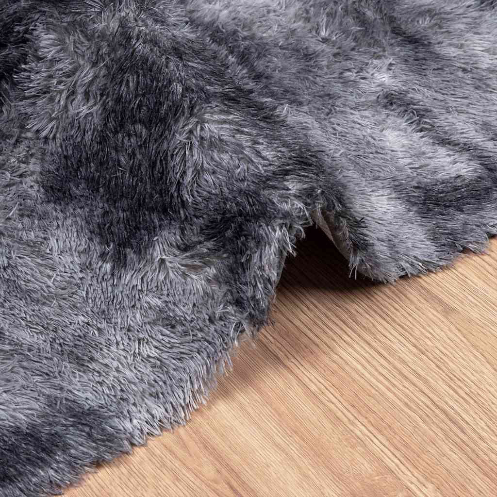 shaggy gulvtæppe NAVARRA 120x120 cm høje luv polyester mørkegrå