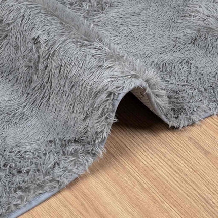 shaggy gulvtæppe NAVARRA 120x120 cm høje luv polyester lysegrå
