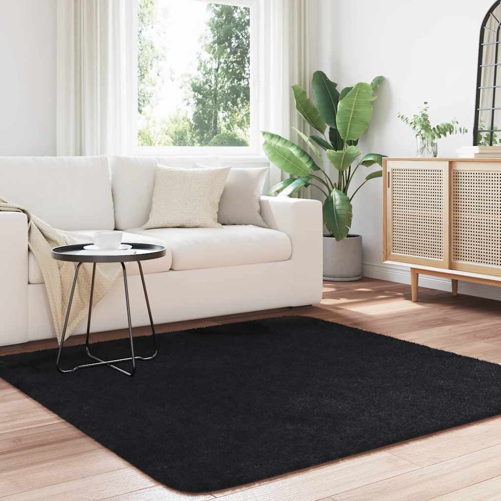 shaggy gulvtæppe NAVARRA 160x160 cm høje luv polyester sort