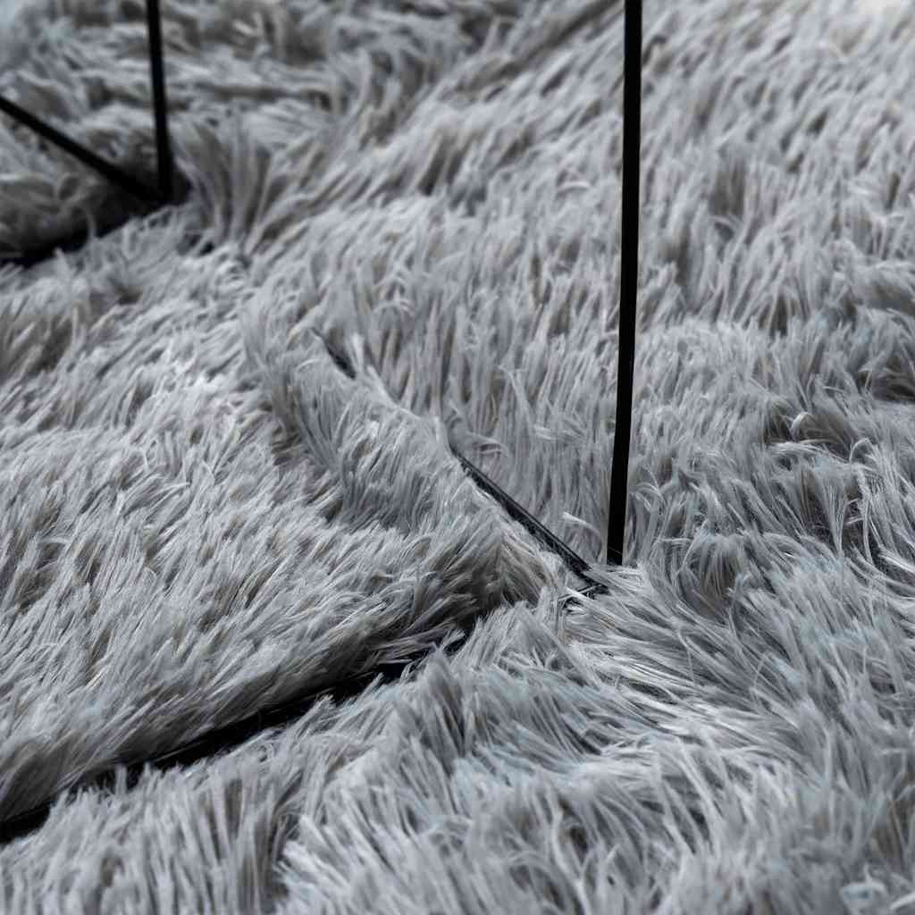 shaggy gulvtæppe NAVARRA 160x160 cm høje luv polyester lysegrå