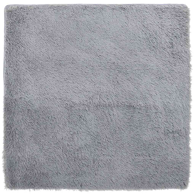 shaggy gulvtæppe NAVARRA 200x200 cm høje luv polyester lysegrå