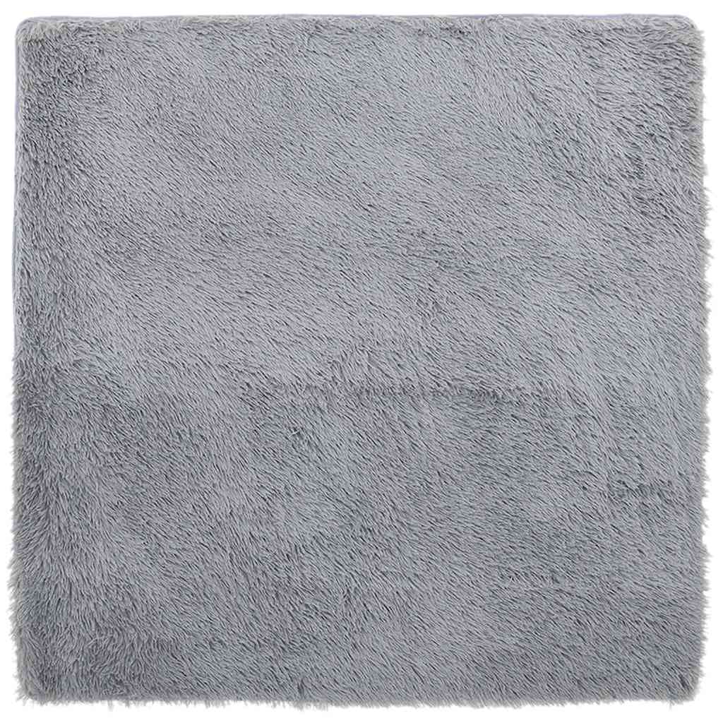 shaggy gulvtæppe NAVARRA 200x200 cm høje luv polyester lysegrå