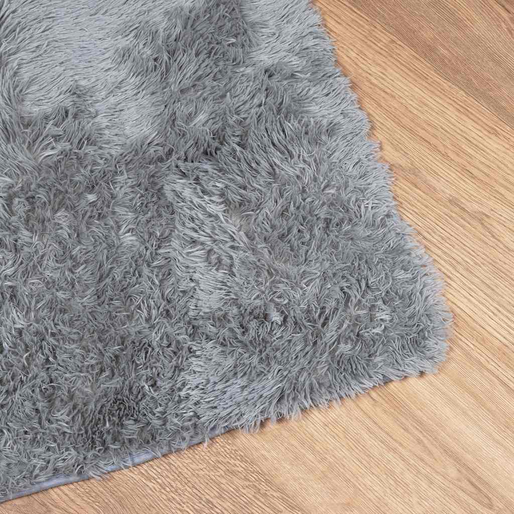 shaggy gulvtæppe NAVARRA 240x240 cm høje luv polyester lysegrå