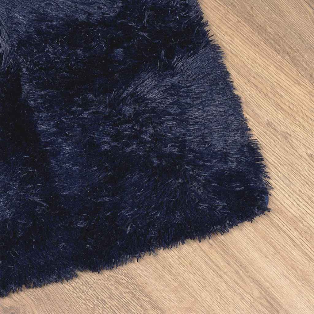 shaggy gulvtæppe NAVARRA 240x240cm høje luv polyester marineblå