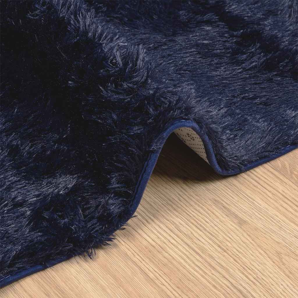 shaggy gulvtæppe NAVARRA 240x240cm høje luv polyester marineblå