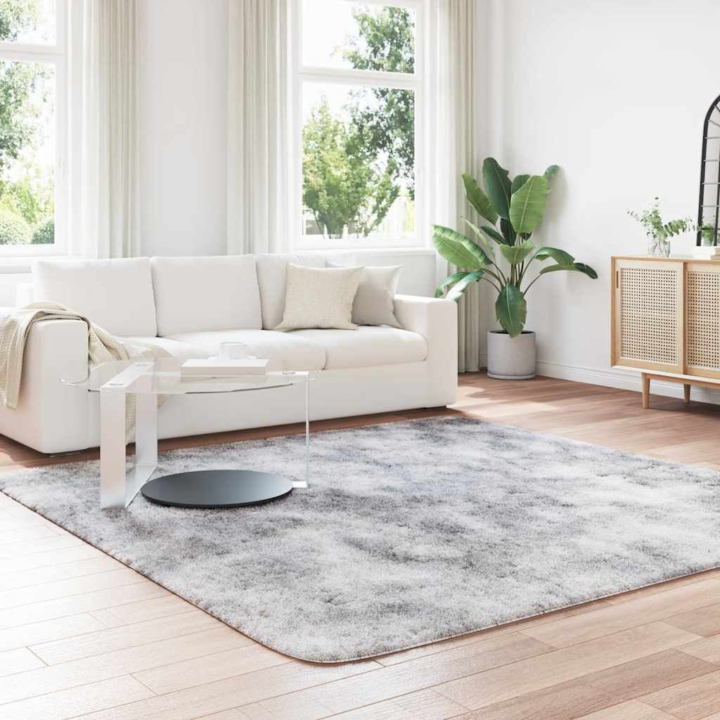 shaggy gulvtæppe NAVARRA 240x240 cm høje luv polyester sølvgrå