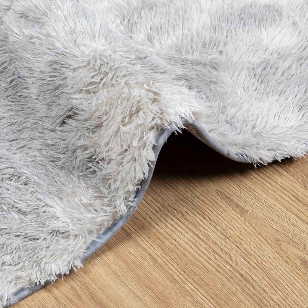 shaggy gulvtæppe NAVARRA 240x240 cm høje luv polyester sølvgrå
