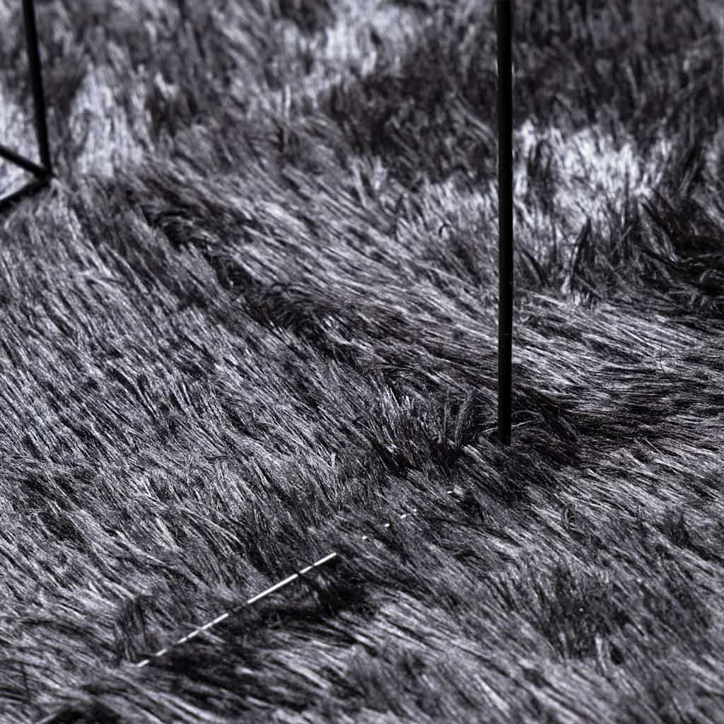 shaggy gulvtæppe NAVARRA 120x120 cm høje luv polyester mørkegrå