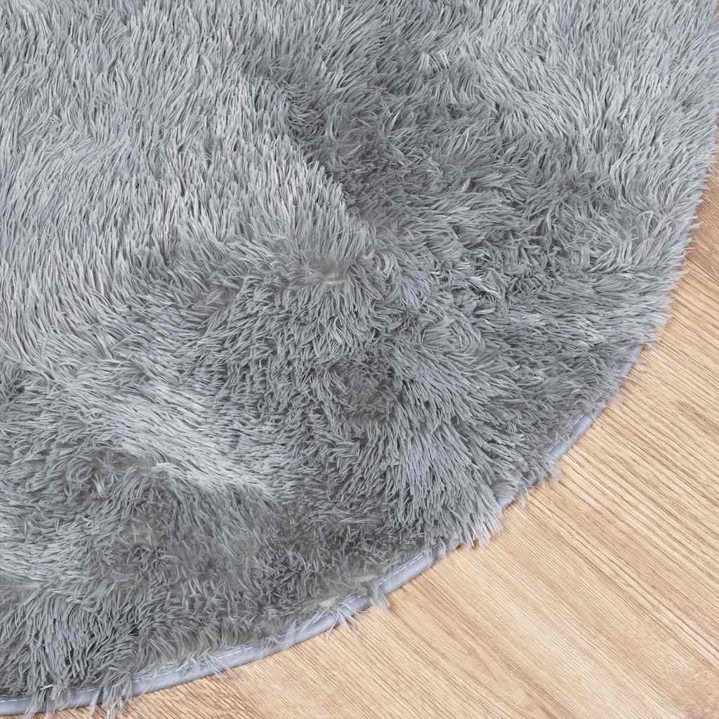 shaggy gulvtæppe NAVARRA 120x120 cm høje luv polyester lysegrå
