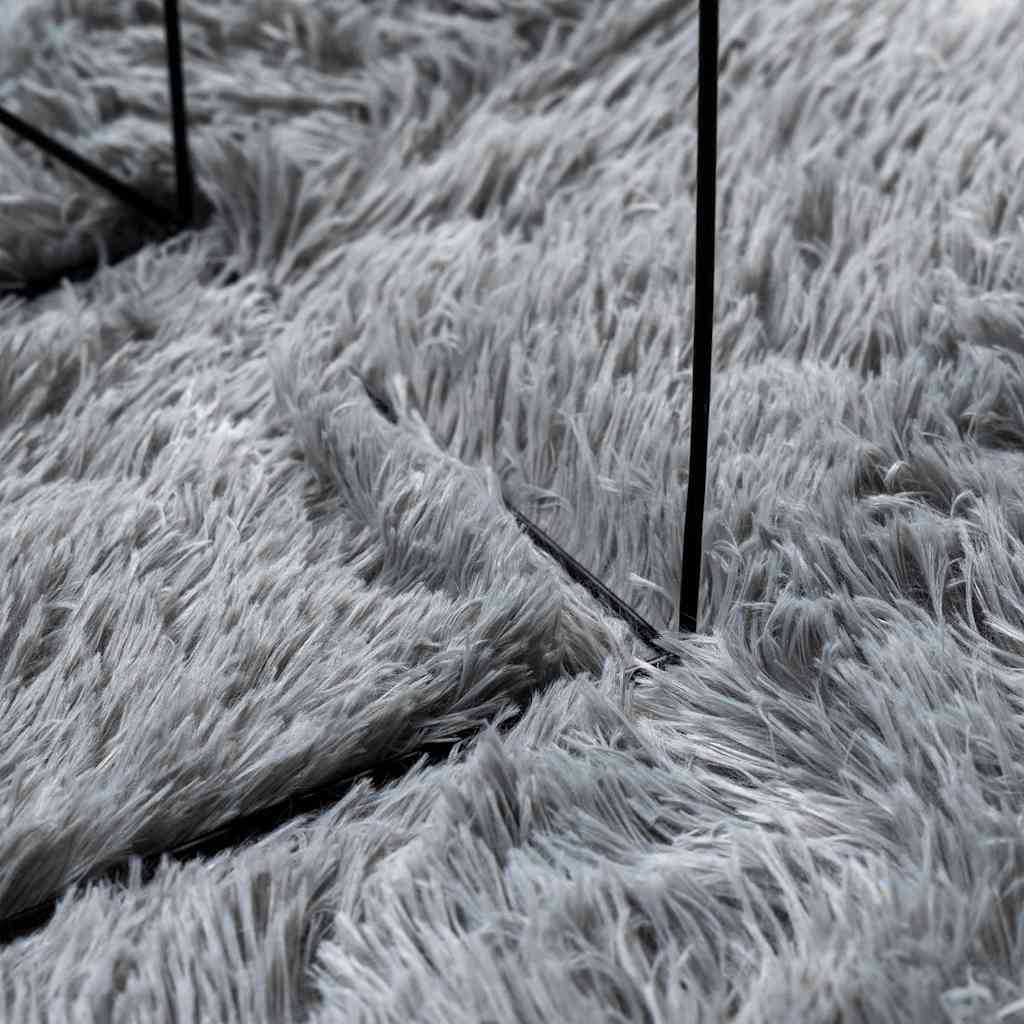 shaggy gulvtæppe NAVARRA 120x120 cm høje luv polyester lysegrå