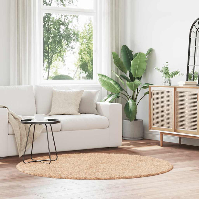 shaggy gulvtæppe NAVARRA 160x160 cm høje luv polyester beige