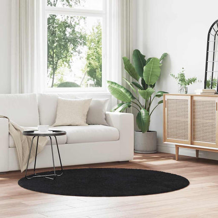 shaggy gulvtæppe NAVARRA 160x160 cm høje luv polyester sort