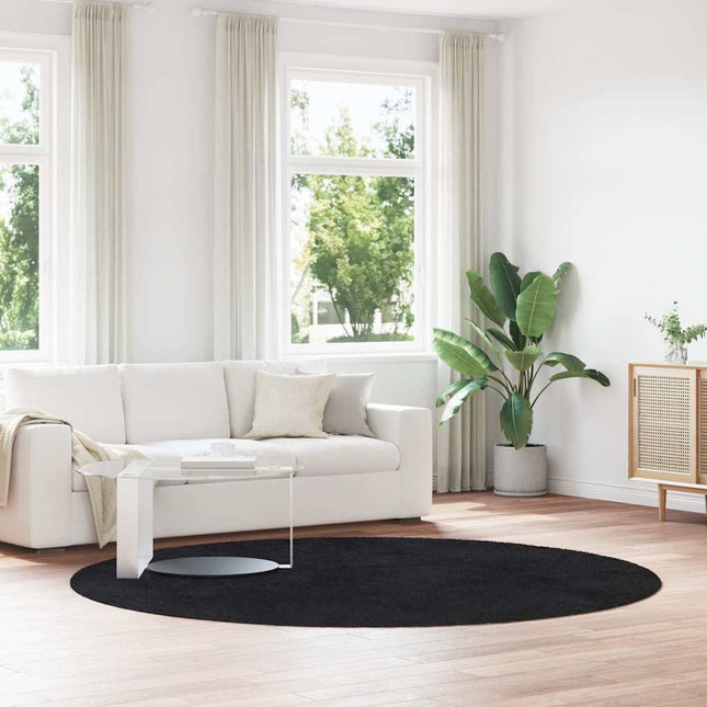 shaggy gulvtæppe NAVARRA 240x240 cm høje luv polyester sort