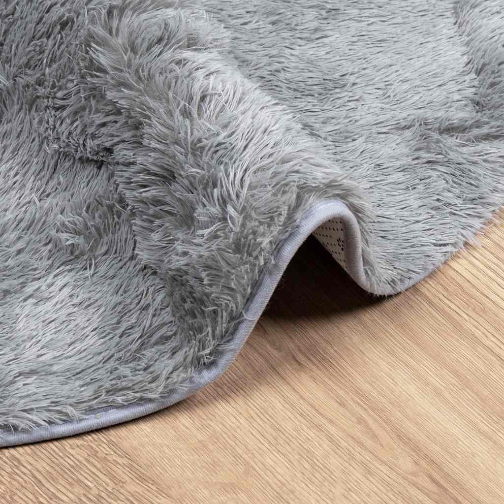 shaggy gulvtæppe NAVARRA 240x240 cm høje luv polyester lysegrå
