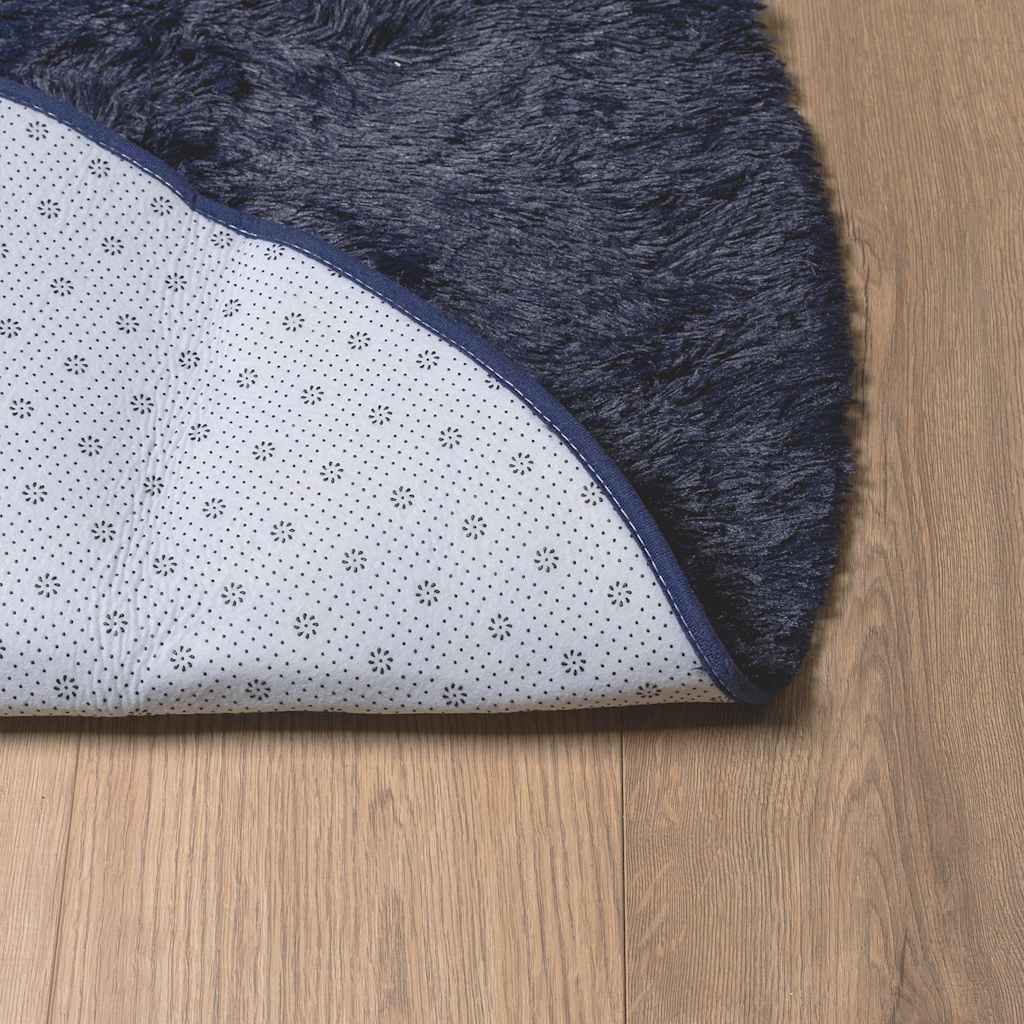 shaggy gulvtæppe NAVARRA 240x240cm høje luv polyester marineblå