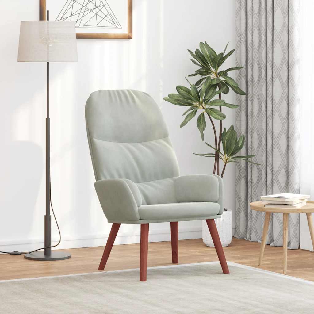 lænestol fløjl lysegrå