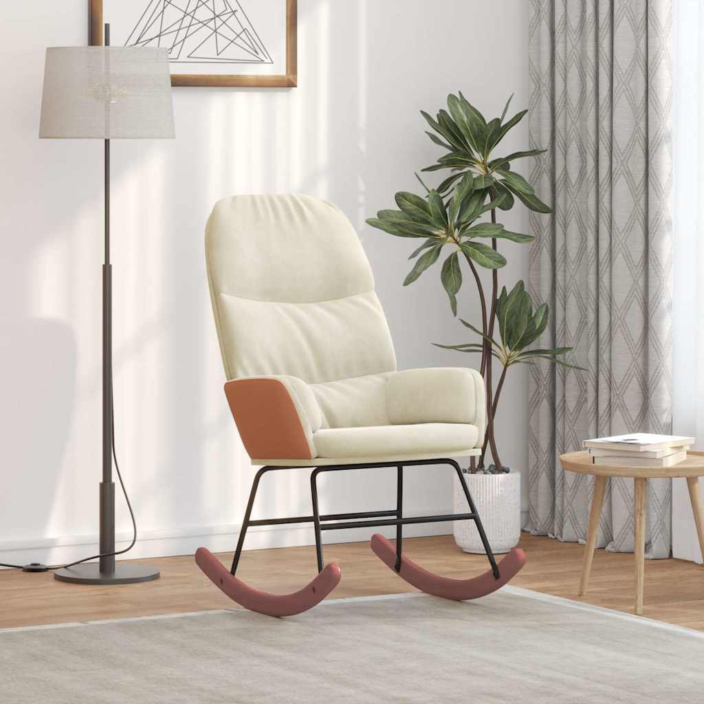 gyngestol fløjl cremehvid