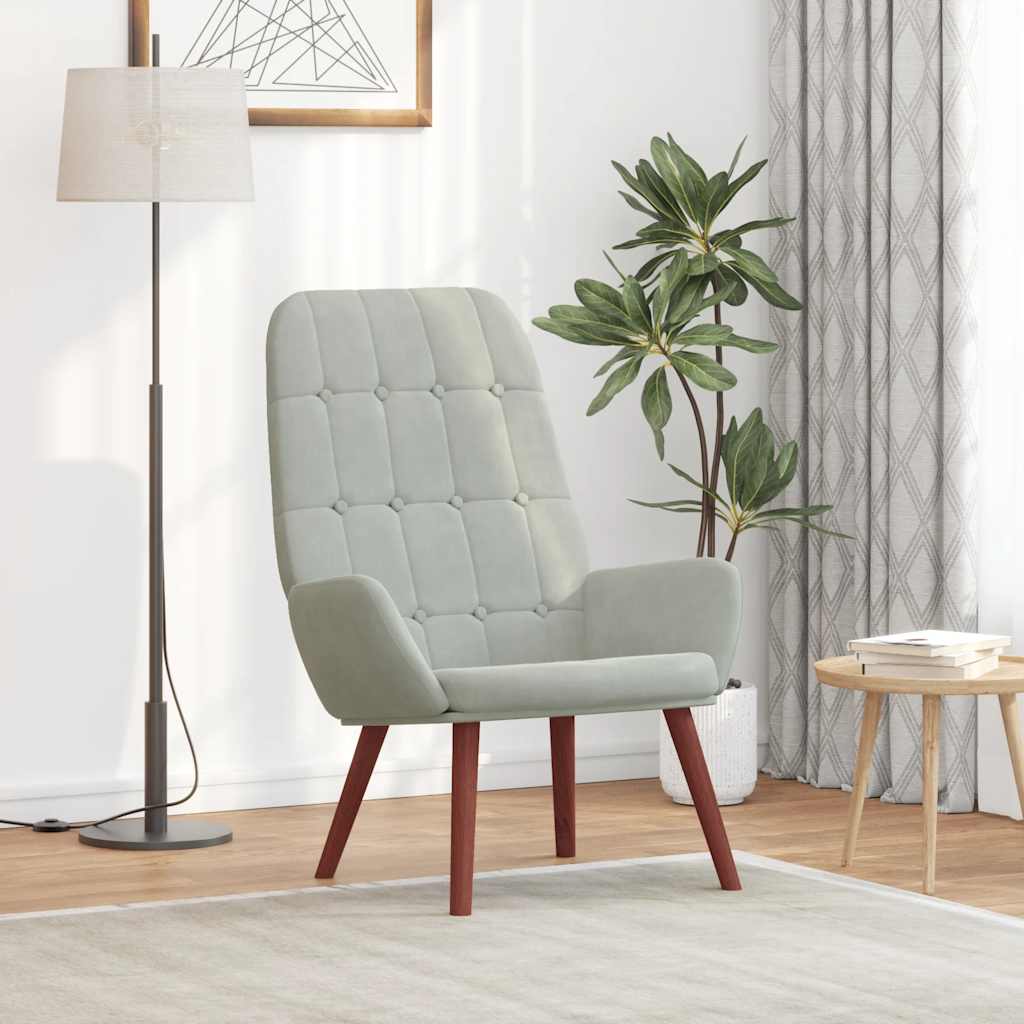 lænestol fløjl lysegrå