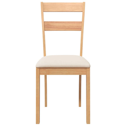 spisebordsstole med hynder 2 stk. massivt gummitræ naturfarvet