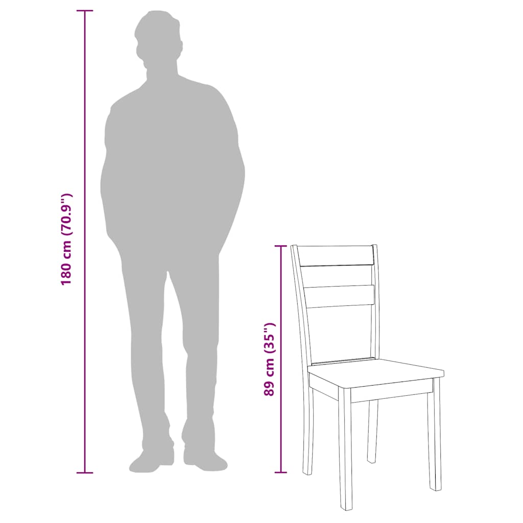spisebordsstole 2 stk. massivt gummitræ naturfarvet