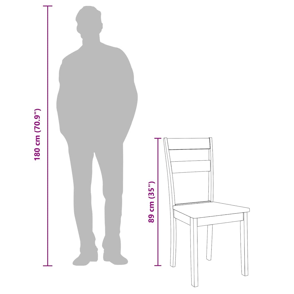 spisebordsstole 2 stk. massivt gummitræ hvid