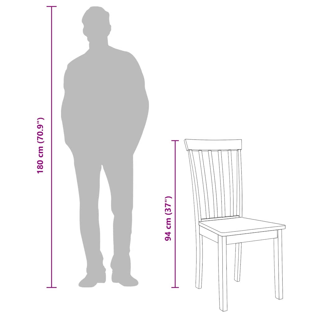 spisebordsstole 2 stk. massivt gummitræ naturfarvet