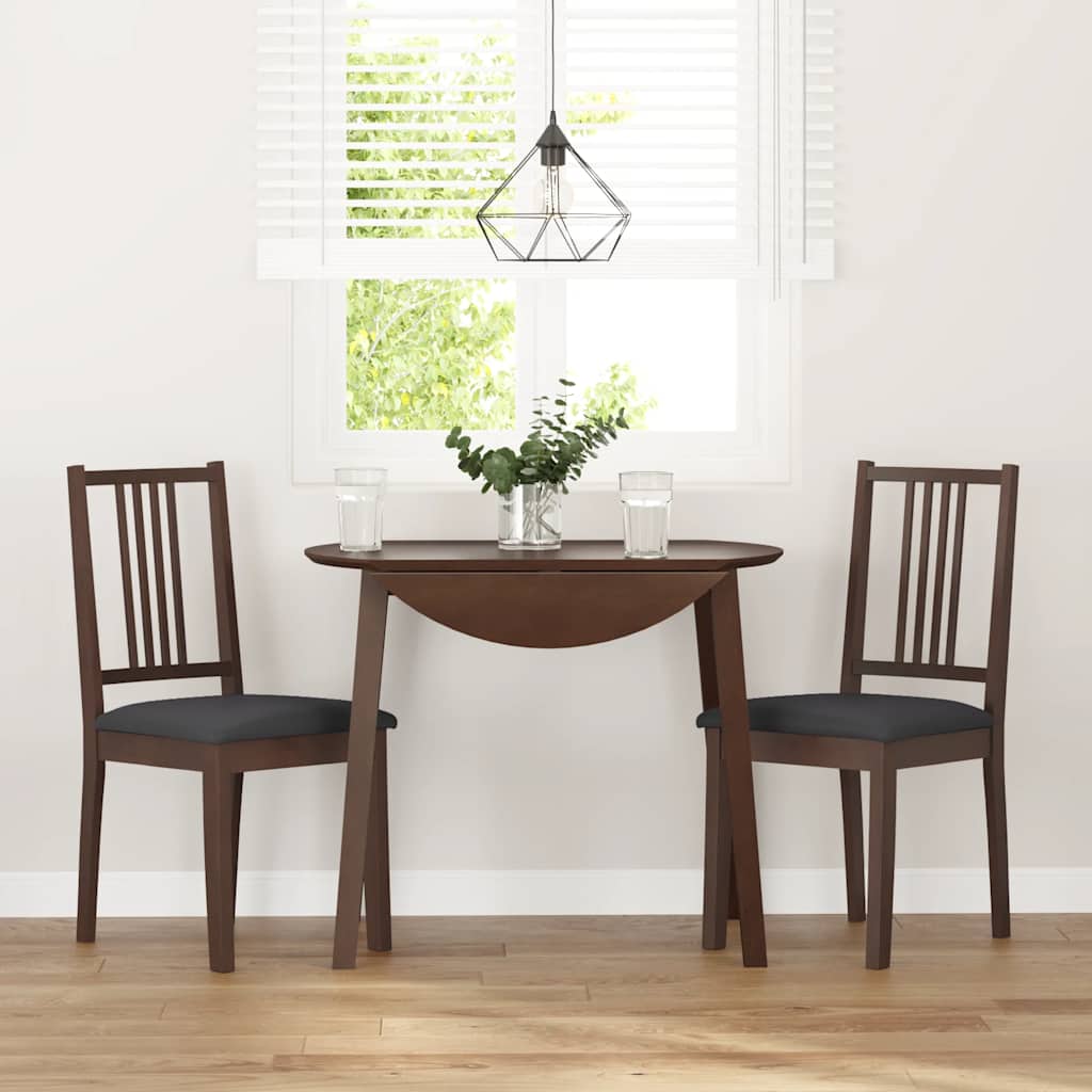 spisebordsstole med hynder 2 stk. massivt gummitræ brun
