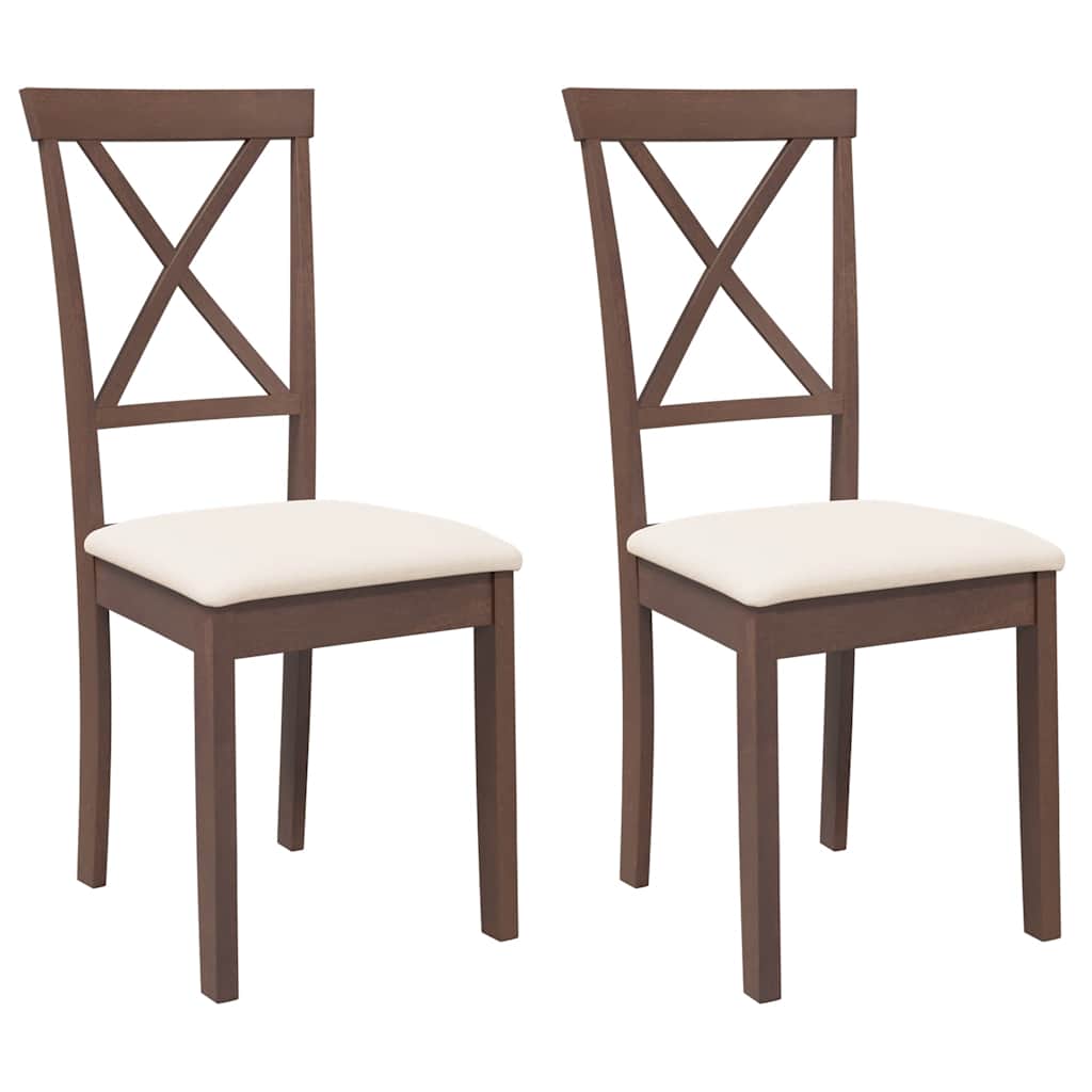 spisebordsstole med hynder 2 stk. massivt gummitræ brun