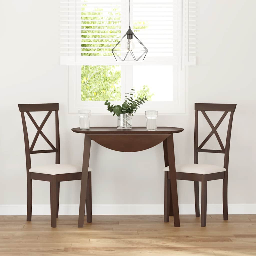 spisebordsstole med hynder 2 stk. massivt gummitræ brun