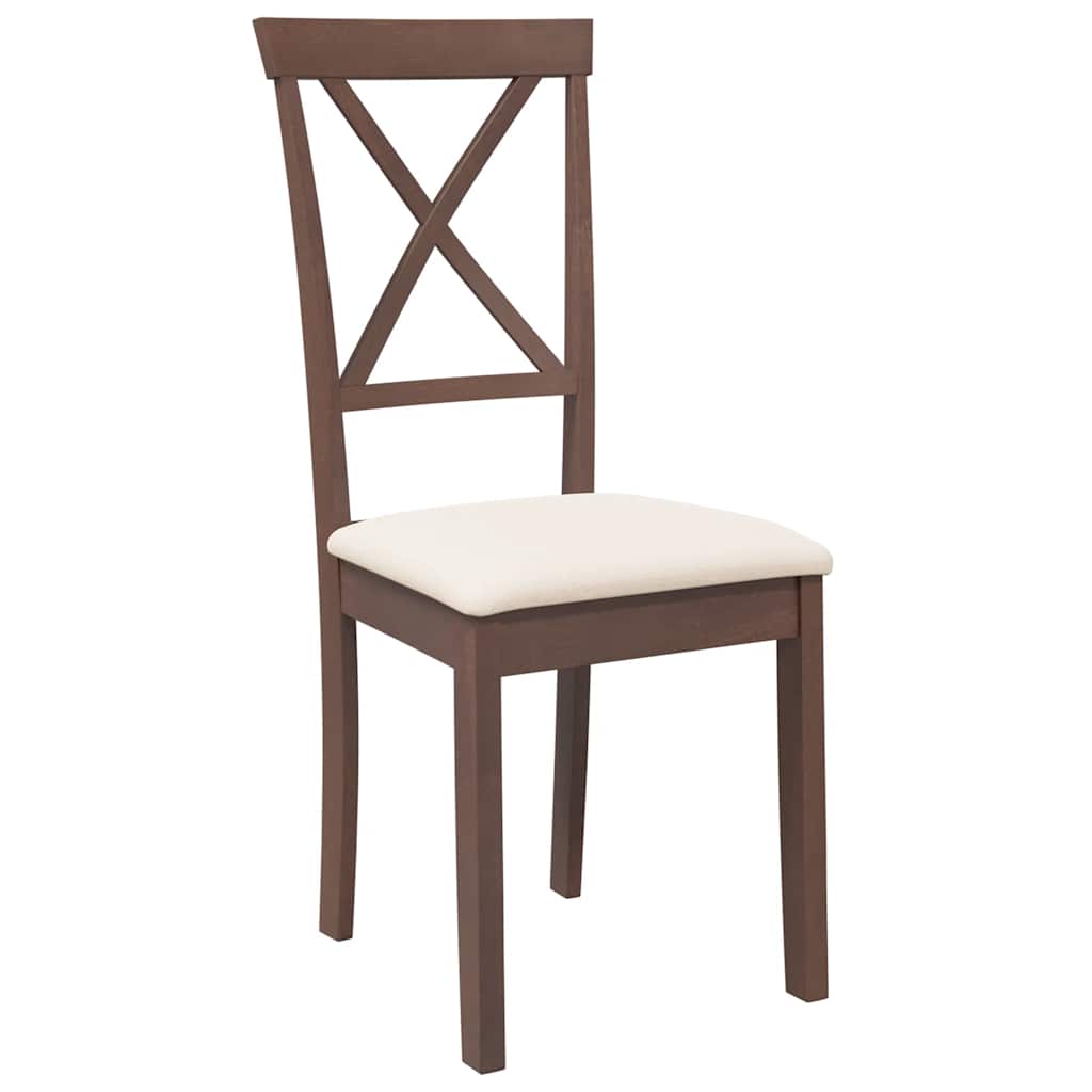 spisebordsstole med hynder 2 stk. massivt gummitræ brun