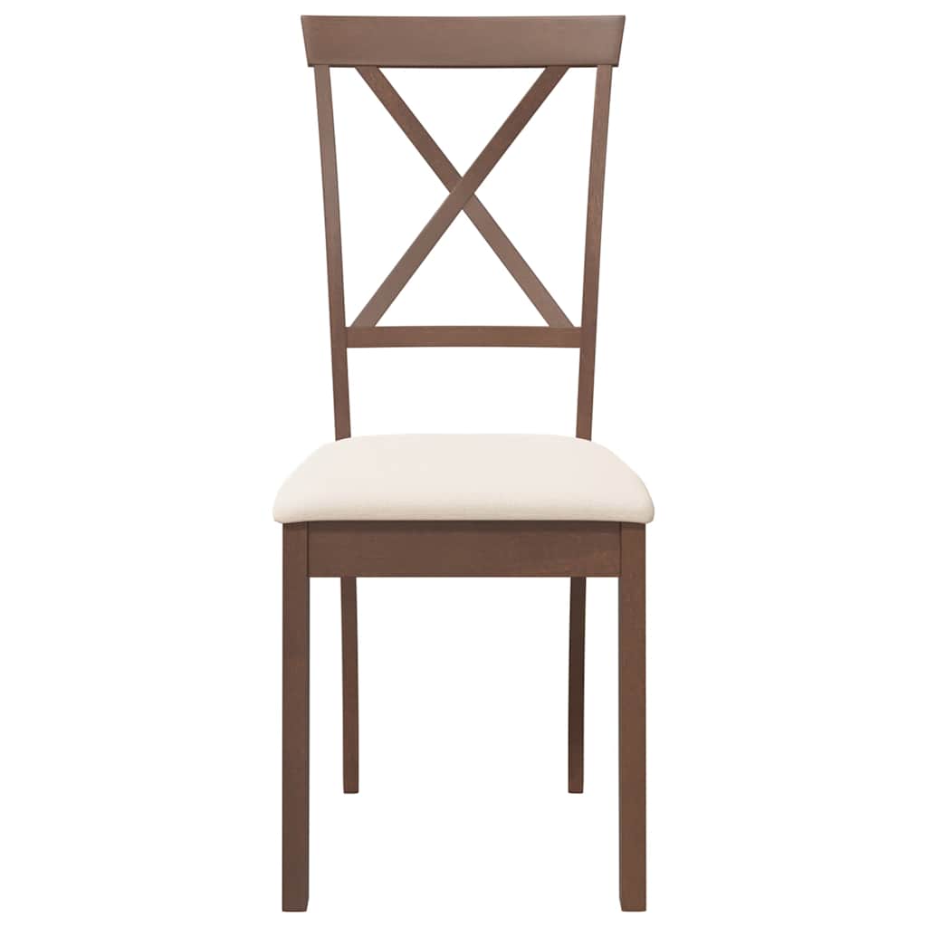 spisebordsstole med hynder 2 stk. massivt gummitræ brun