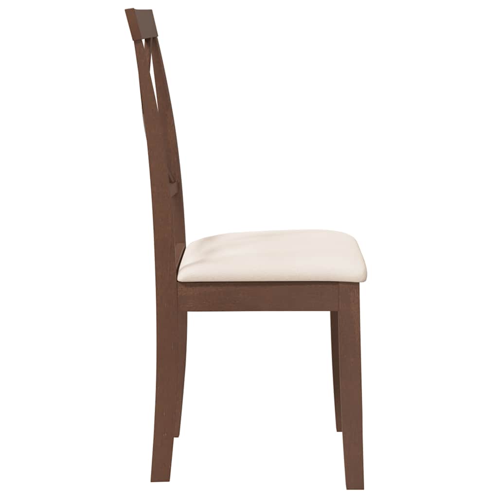 spisebordsstole med hynder 2 stk. massivt gummitræ brun