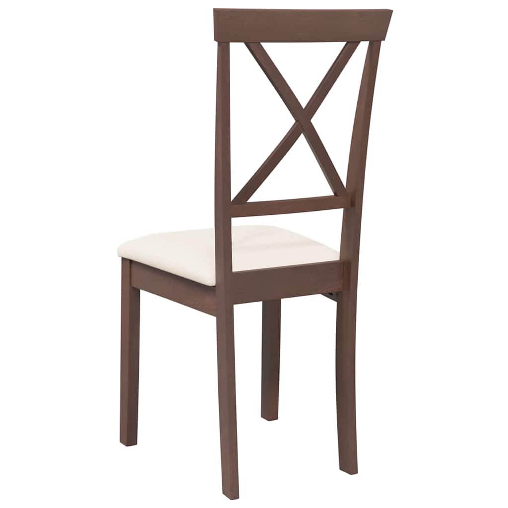 spisebordsstole med hynder 2 stk. massivt gummitræ brun