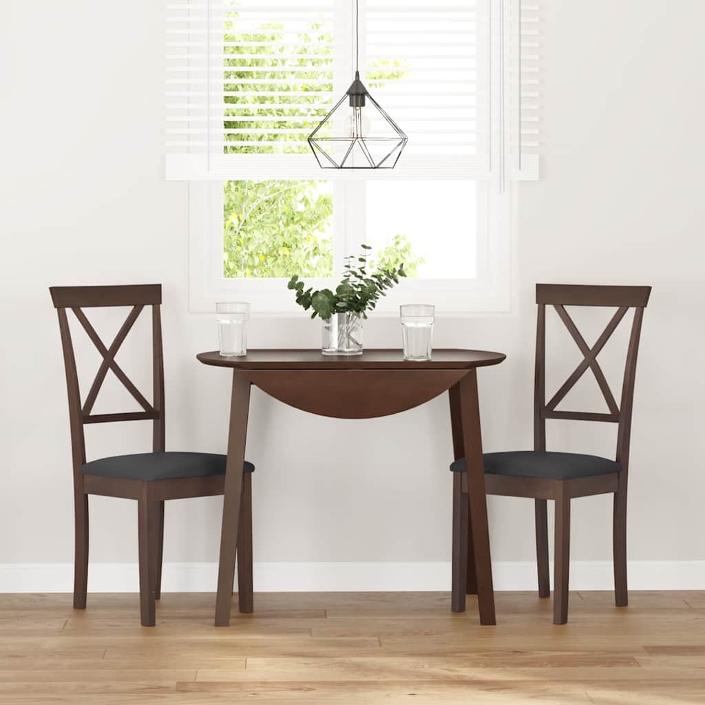 spisebordsstole med hynder 2 stk. massivt gummitræ brun