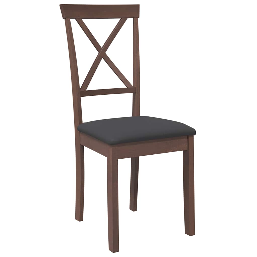 spisebordsstole med hynder 2 stk. massivt gummitræ brun