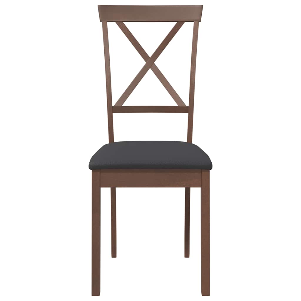 spisebordsstole med hynder 2 stk. massivt gummitræ brun