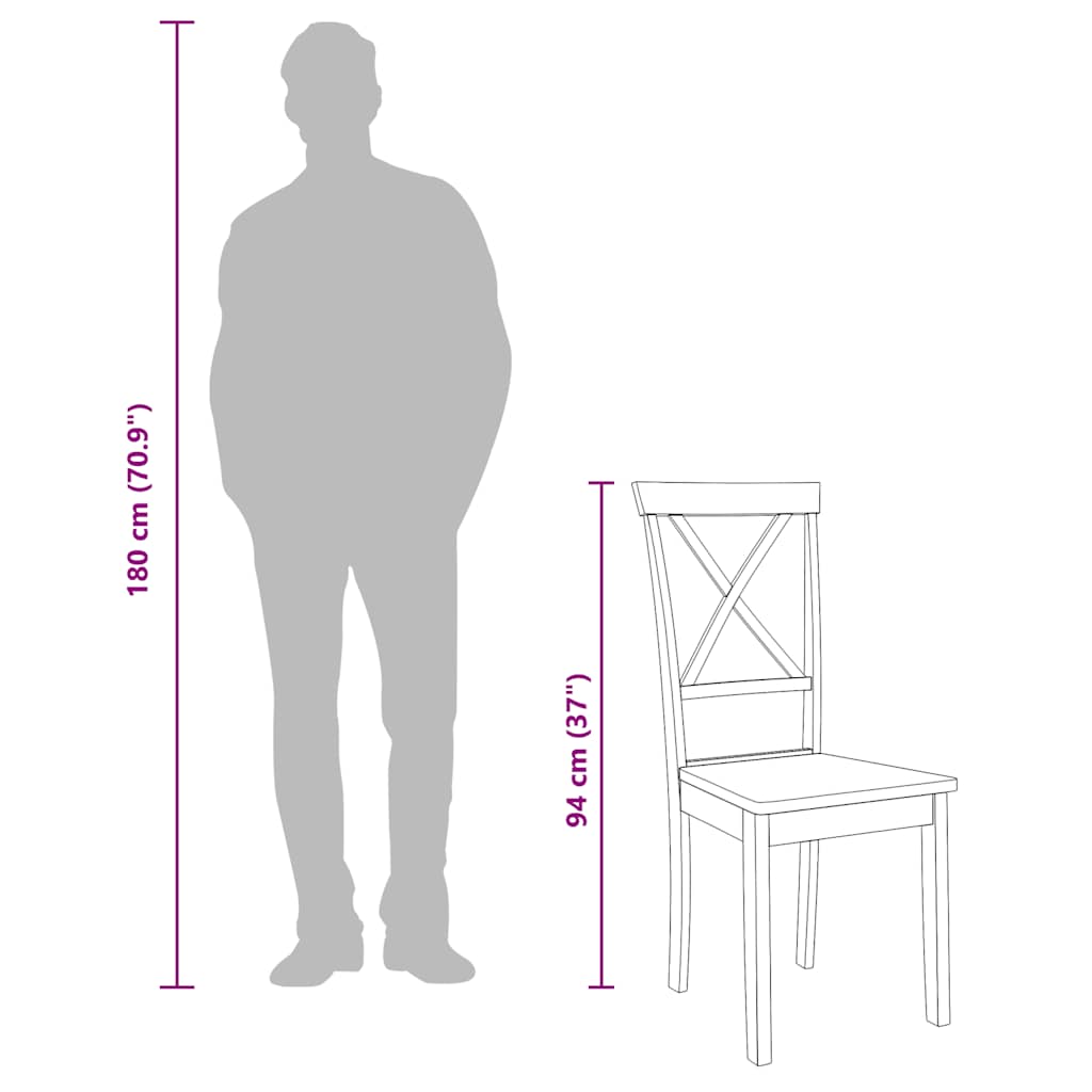 spisebordsstole 2 stk. massivt gummitræ