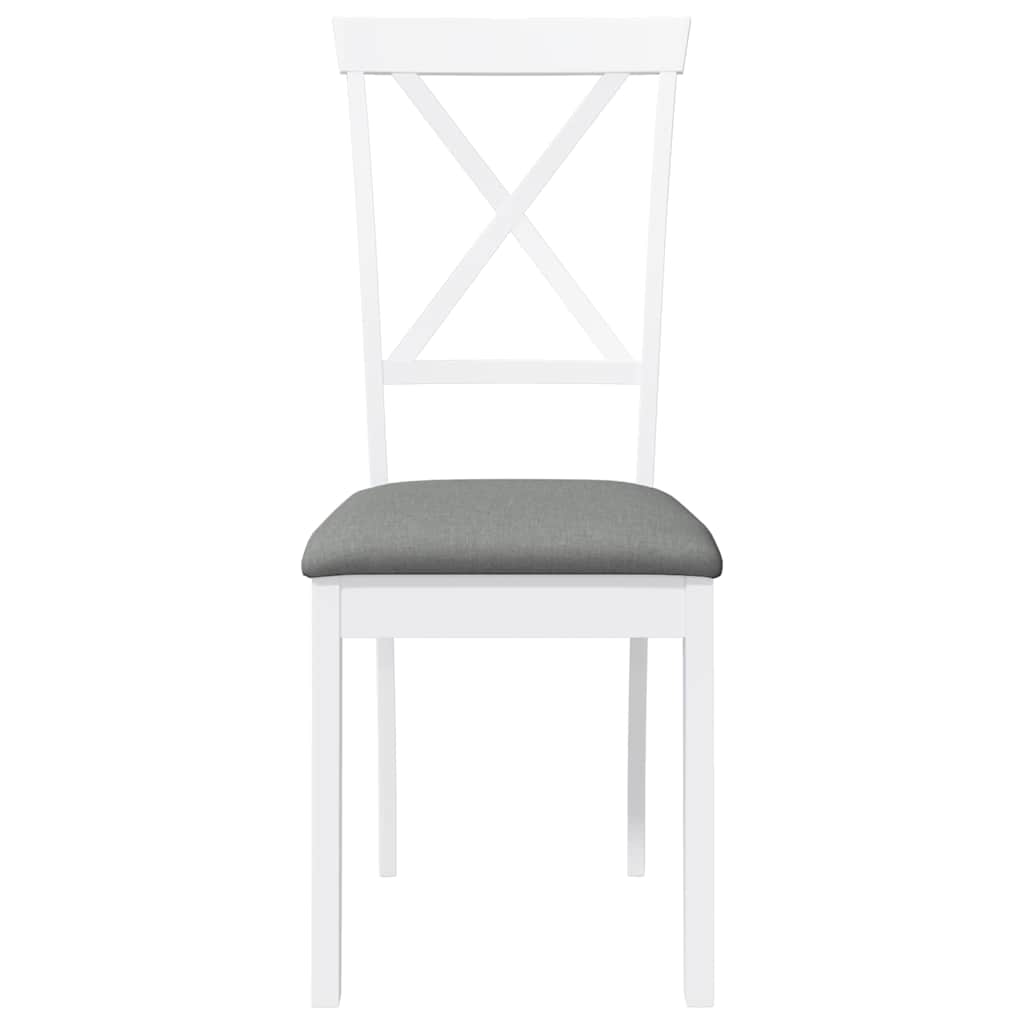 spisebordsstole med hynder 2 stk. massivt gummitræ hvid